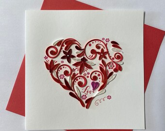 Heart Card, Quilling Greeting Card, handmade greeting card, quilling cards, quilled cards, Greeting Card