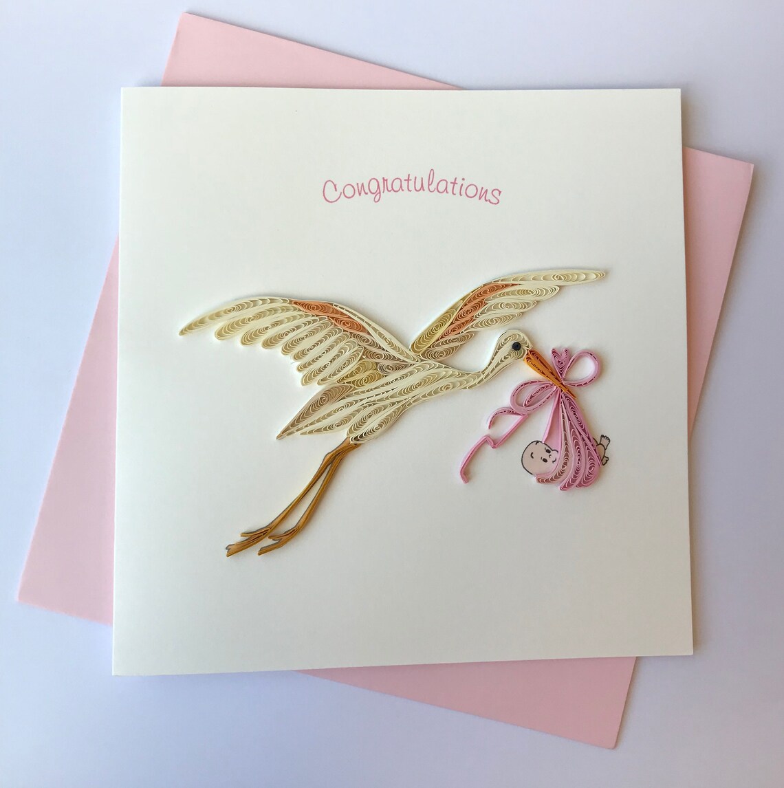 Baby Girl Quilling Greeting Card Handmade Greeting Card Etsy