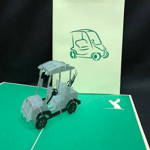Golf Cart 3-d pop up card, 3-D Pop Up Card, 3D Birthday Card, Popup Card, Greeting Card, 3D Popup Card, 3D Popup Greeting Card, PoppinPaper