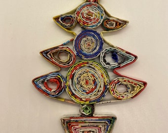 Tree Ornament, Eco-Art, Recycled, Quilled Paper, Christmas Decor, Recycled Handmade Decor, Wall Art, quilling card, quilling ornament