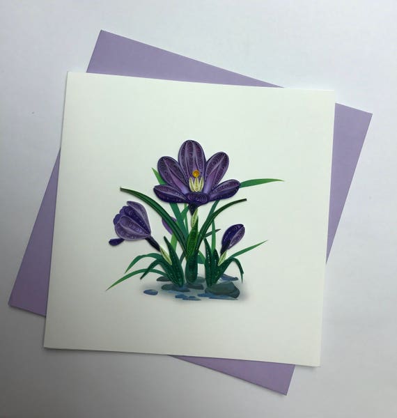 Krokus Kwiat Quilling Karta Z życzeniami