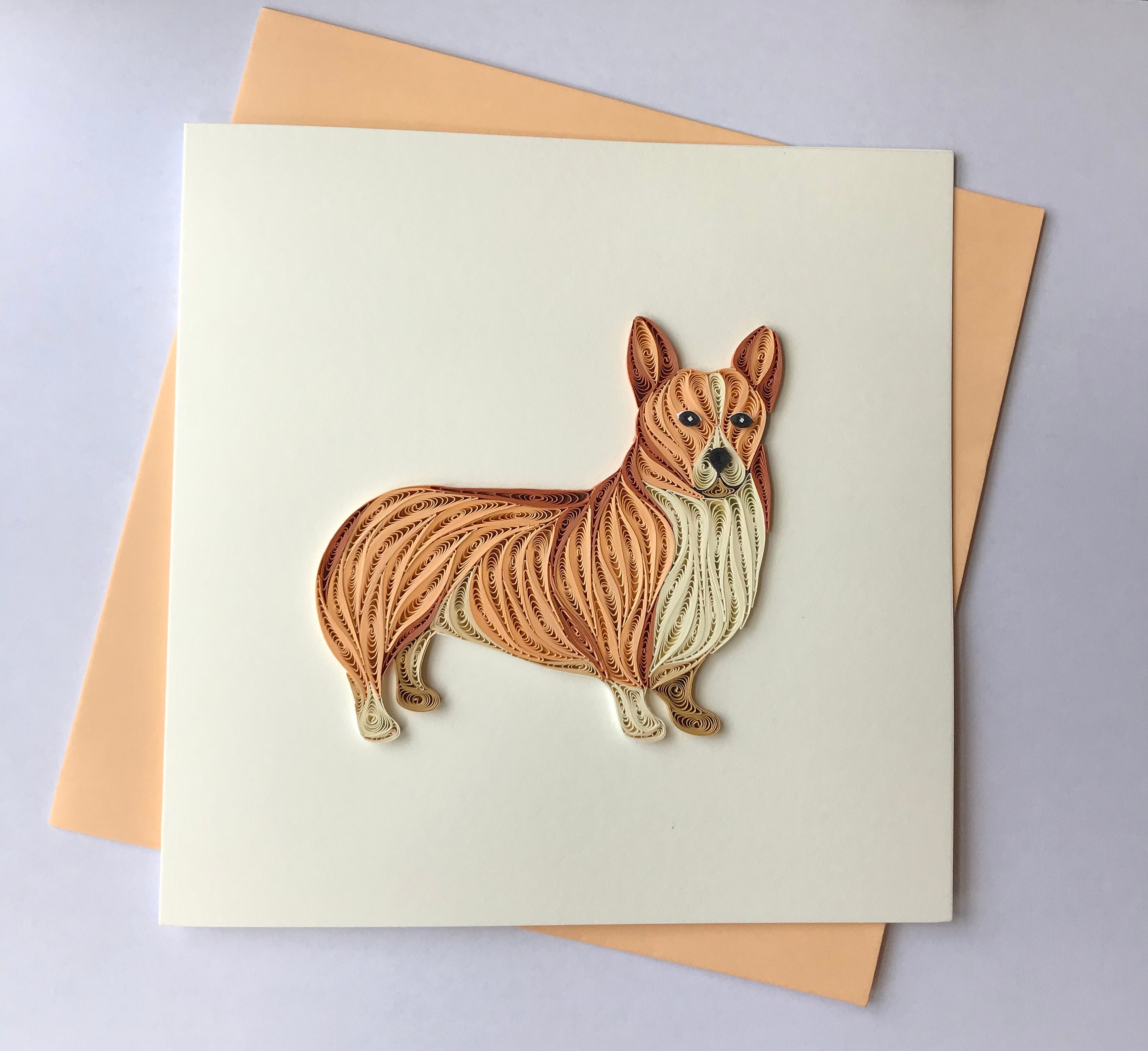 Corgi Dog Card, Quilling Greeting Card, Handmade Greeting Card ...