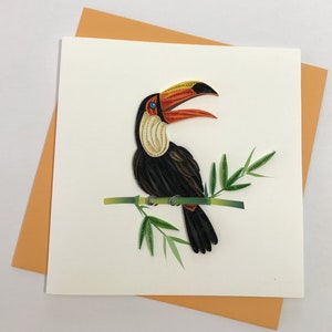 Toucan Quilling Grußkarte, handgemachte Grußkarte, Quilling Karten, Gestekarten, Quilling, handgemachte Karte