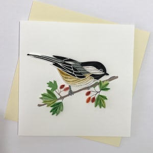 Tarjeta de felicitación de filigrana de carbonero, tarjeta de felicitación hecha a mano, tarjetas de filigrana, tarjetas hechas a mano, filigrana, tarjeta hecha a mano