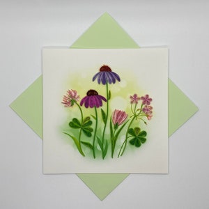 Carte de voeux quilling de fleurs sauvages, carte de voeux faite main, cartes quilling, cartes quilling, Quilling, carte faite main