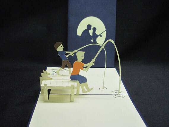 3D Father & Son Fishing PopUp Card greeting card popup