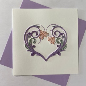 Hartkaart, Quilling-wenskaart, handgemaakte wenskaart, Quilling-kaarten, Quilling-kaarten, Wenskaart