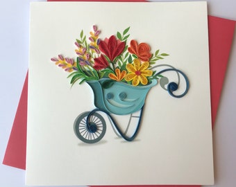 Carte de voeux Quilling Flower Card, carte de voeux faite main, cartes quilling, cartes quilling