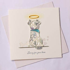 Tarjeta de felicitación de quilling de condolencias para perros, Tarjetas de quilling, Tarjetas de cumpleaños, Tarjetas de felicitación, Tarjeta de felicitación hecha a mano, Tarjeta hecha a mano