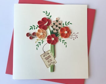 Thank You Card, Quilling Greeting Card, handmade greeting card, quilling cards, quilled cards