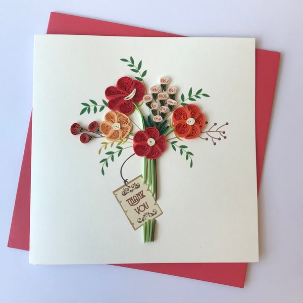 Thank You Card, Quilling Greeting Card, handmade greeting card, quilling cards, quilled cards