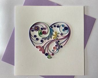 Heart Card, Quilling Greeting Card, handmade greeting card, quilling cards, quilled cards, Greeting Card