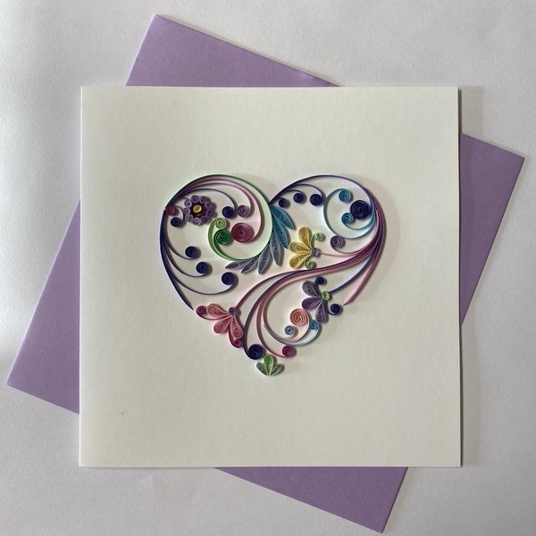 Heart Card, Quilling Greeting Card, handmade greeting card, quilling cards, quilled cards, Greeting Card