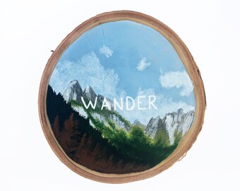 Wander - Medium Wood Slice Painting