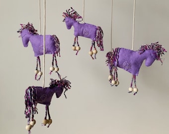 Baby mobile “cavallo” for nursery made from wool (felt) and wood