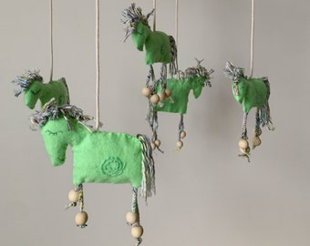 Baby mobile “cavallo” for nursery made from wool (felt) and wood