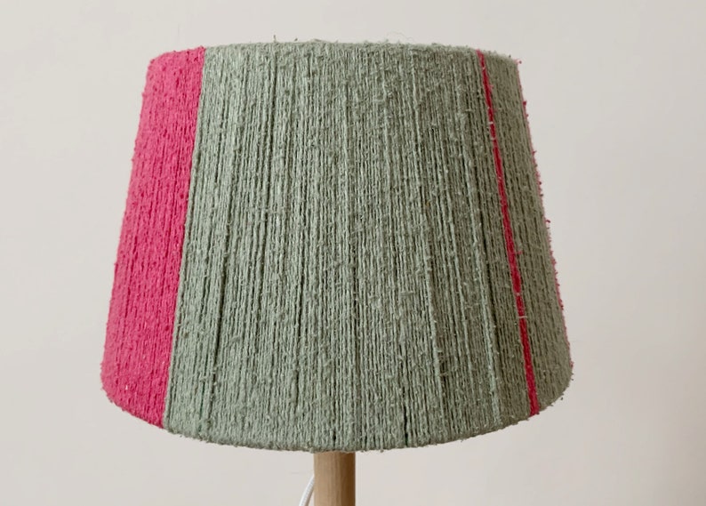 Small string table lampshade drum, or jazz lampshade, handwoven / handstrung with 100% animal friendly bourette silk for a bouclé look image 4