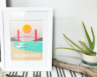 Golden Gate Poster | Golden Gate Bridge | San Francisco Art | Modern San Francisco Poster | Bay Area gift
