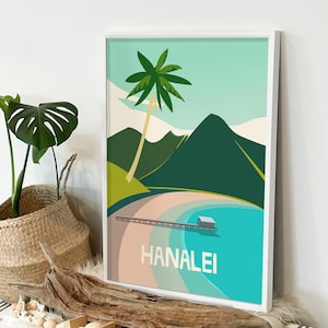 Hanalei Poster | Hanalei Bay  | Hawaii Poster | Modern Hawaii Art
