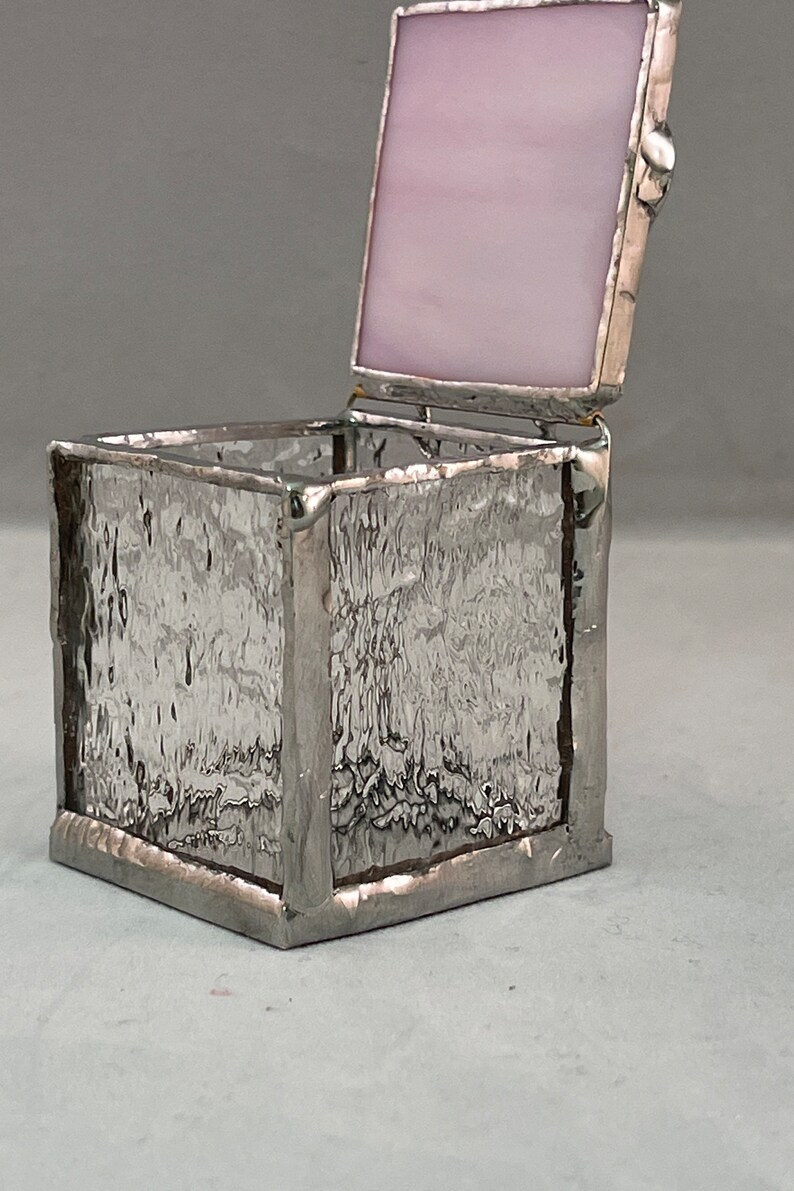 Small Stained Glass Ring Box - Pink & Textured Clear - Etsy