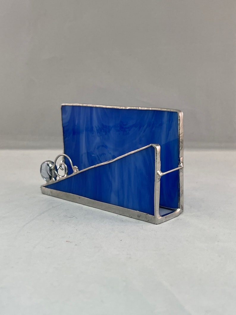 Unique Stained Glass Business Card Holder Blue Etsy