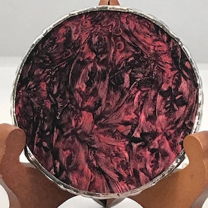 Stained Glass Round Pocket/Purse Mirror Using Purple/Cranberry Van Gogh Glass