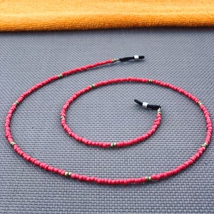 Coral pink and gold beaded glasses chain