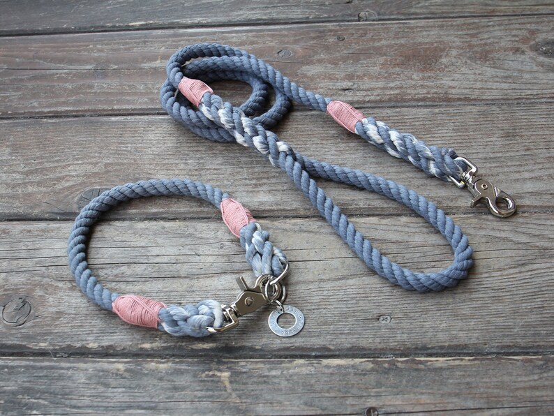 Seaside Blue Natural Cotton Rope Dog Collar Nautical Dog Etsy