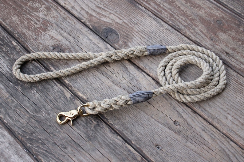 Just Hemp Rope Dog Leash Handmade, Natural Pet Leash, Rope Leash, Trigger Snap image 4