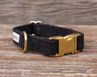 Just Hemp Black Dog Collar - Hemp Dog Collar, Adjustable Collar, Buckle Dog Collar