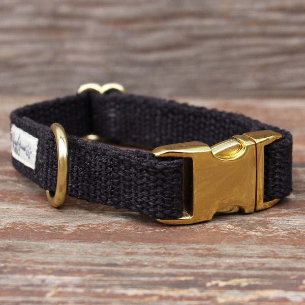 Just Hemp Black Dog Collar - Hemp Dog Collar, Adjustable Collar, Buckle Dog Collar