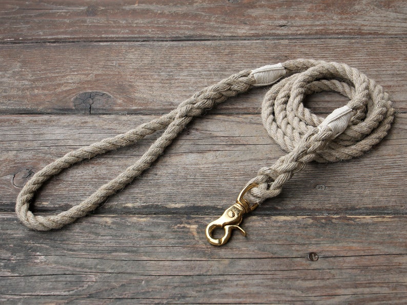 Just Hemp Rope Dog Leash Handmade, Natural Pet Leash, Rope Leash, Trigger Snap image 1