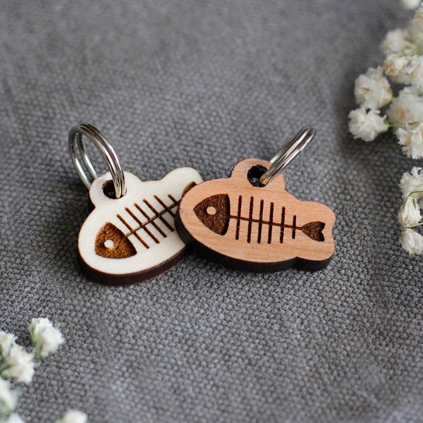 Wooden Fish Cat ID Tag / Cat Tag / Cat Name Tag / Engraved Cat Tag / Cat ID Tag / Personalized Cat Tag