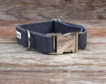 Just Hemp Nantucket Blue Dog Collar - Hemp Dog Collar, Adjustable Collar, Nautical Dog Collar