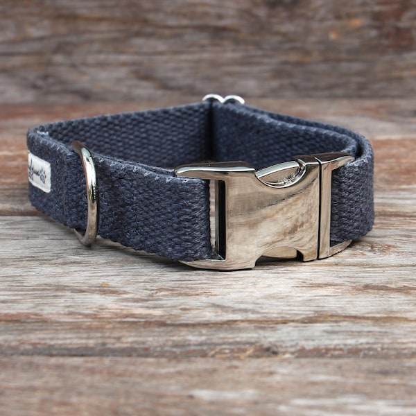 Just Hemp Nantucket Blue Dog Collar - Hemp Dog Collar, Adjustable Collar, Nautical Dog Collar