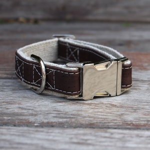 Saddle Brown Signature Cork Dog Collar - Hemp Webbing, Dog Collar, Vegan Dog Collar, Handmade Dog Collar, Pet Collar