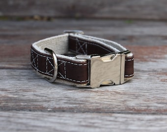 Saddle Brown Signature Cork Dog Collar - Hemp Webbing, Dog Collar, Vegan Dog Collar, Handmade Dog Collar, Pet Collar