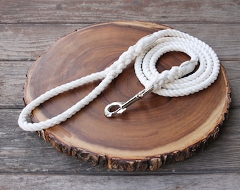 Natural Cotton Rope Dog Leash 1/2" (12mm) - Handmade Large Dog Leash, Thick Dog Leash, Wedding Leash, Soft Cotton Lead