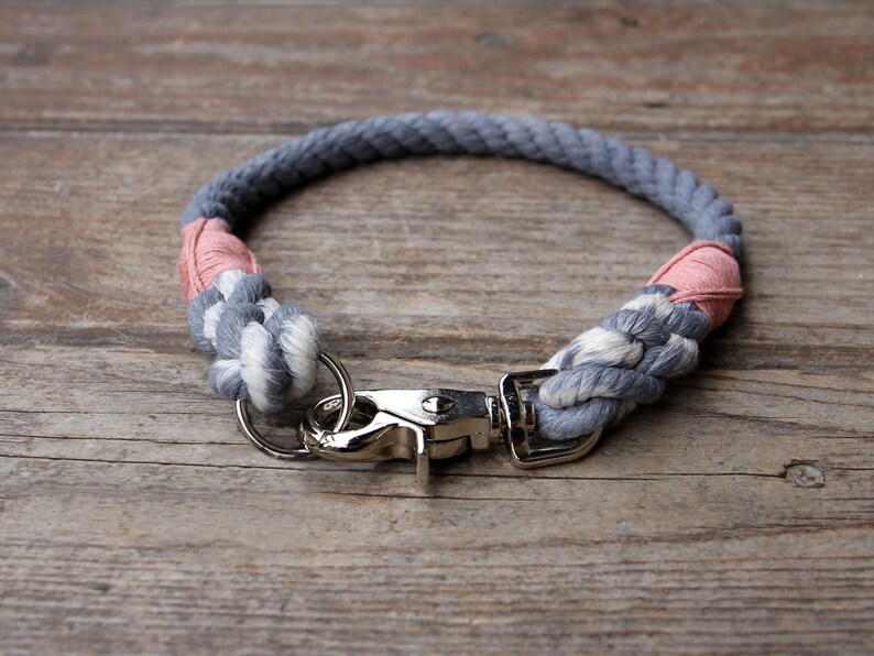 Seaside Blue Natural Cotton Rope Dog Collar Nautical Dog Etsy