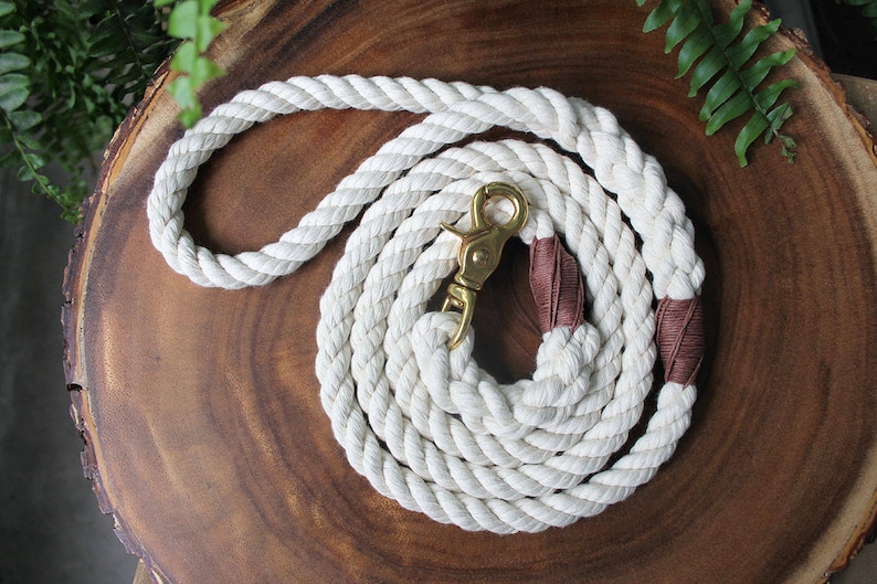 Natural Cotton Rope Dog Leash Handmade Dog Leash, Wedding Leash, Soft Dog Leash image 1