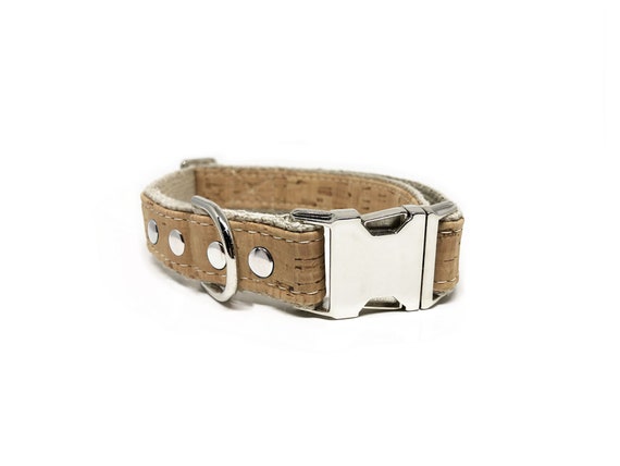 Studded Cork Dog Collar Natural Vegan Dog Collar Handmade - Etsy