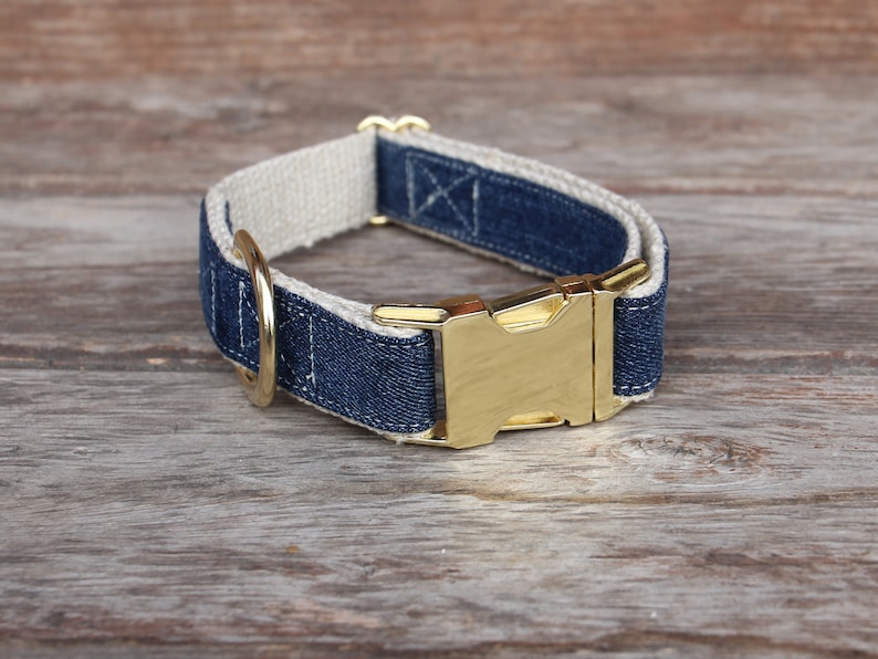 Denim Dog Collar Hemp bing Dog Collar Pet Gift Blue Etsy