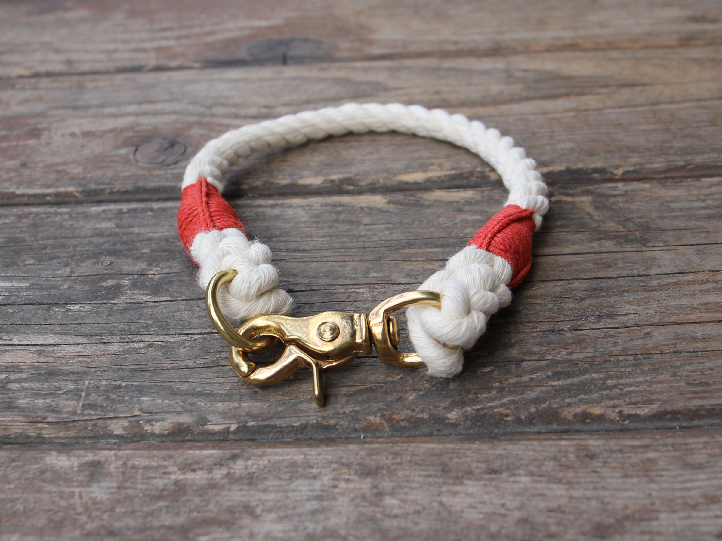 Handmade Rope Dog Collar and Leash Set - Colorful Woven Cotton Cotton (Wine red - Size S) main image 0
