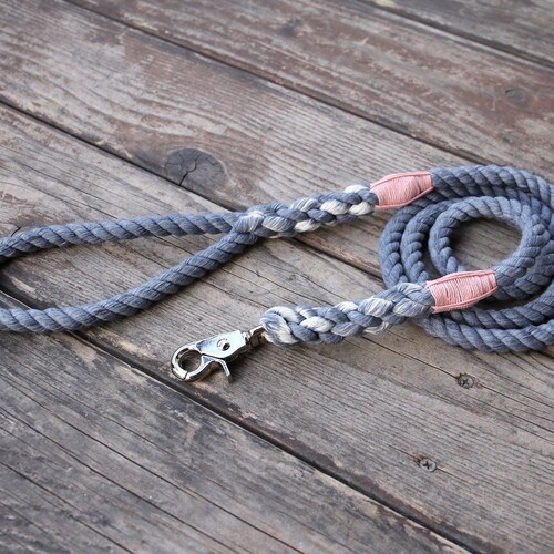 Seaside Blue Natural Cotton Rope Dog Collar Nautical Dog Etsy