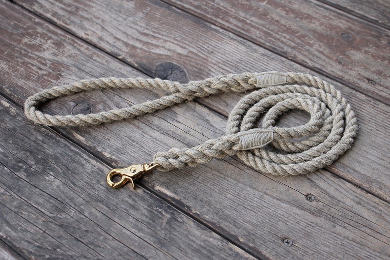 Just Hemp Rope Dog Leash Handmade, Natural Pet Leash, Rope Leash, Trigger Snap image 3