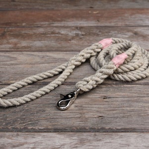 Just Hemp Rope Dog Leash Handmade, Natural Pet Leash, Rope Leash, Trigger Snap image 2