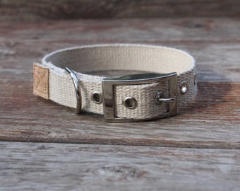 Tongue Buckle Just Hemp Dog Collar - Hemp Dog Collar, Adjustable Collar, Natural Dog Collar, Sustainable Dog Collar