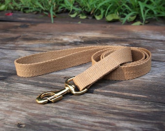 Tea-Stained Just Hemp Flat Hemp Dog Leash - Dog Leash, Dog Lead, Strong Dog Leash, Handmade Dog Leash