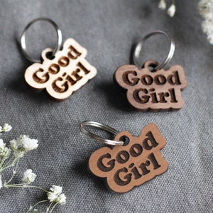 Good Girl Badge Style Engraved Wooden Pet Tag / Unique Pet Tag / Pet Tag / Dog Tag / Dog Pendant