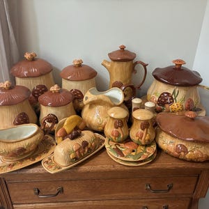 1970' 米国ヴィンテージ きのこ柄キャニスター２こセット マッシュルーム Mushroom Canister Set 1970s - Etsy